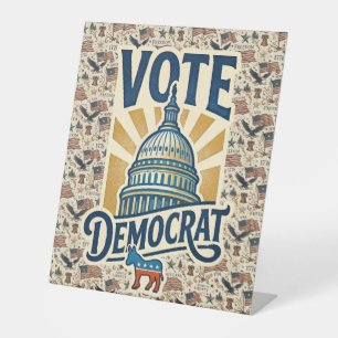 Vintage-Americana-patriotische Volkskunst Demokrat Sockelschild