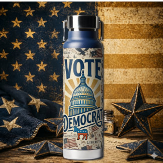 Vintage-Americana-patriotische Volkskunst Demokrat Trinkflasche