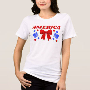 Vintage-Americana-Rotkarierter Schleife Tri-Blend Shirt