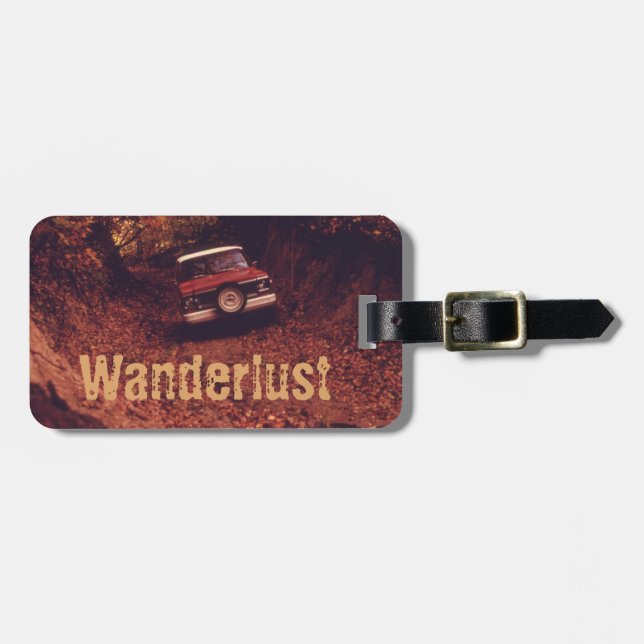Vintage-Americana-Wanderlust Gepäckanhänger (Vorderseite horizontal)
