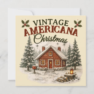 Vintage-Americana-Weihnachten-rustikale-Hütte-Feie Karte