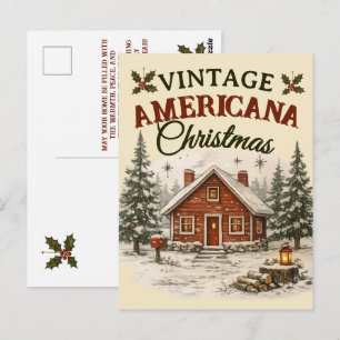 Vintage-Americana-Weihnachten-rustikale-Hütte-Feie Postkarte