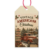Vintage-Americana-Weihnachts-Rot-LKW-Urlaubskarte