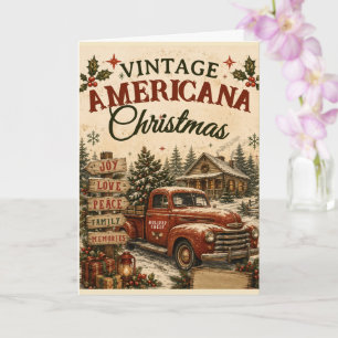 Vintage-Americana-Weihnachtskarte mit rotem LKW al Karte