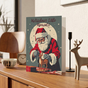 Vintage Americana   Weihnachtsmann malt Rentiere W Feiertagskarte