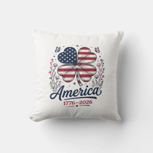Vintage Amerika 1776 2026 Patriotischer Klee-Shirt Kissen