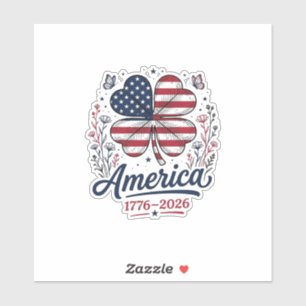 Vintage Amerika 1776 2026 Patriotisches Kleeblatt- Aufkleber