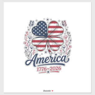Vintage Amerika 1776 2026 Patriotisches Kleeblatt- Aufkleber