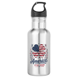 Vintage Amerika 1776 2026 Patriotisches Kleeblatt- Edelstahlflasche