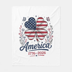 Vintage Amerika 1776 2026 Patriotisches Kleeblatt- Fleecedecke