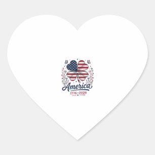 Vintage Amerika 1776 2026 Patriotisches Kleeblatt- Herz-Aufkleber