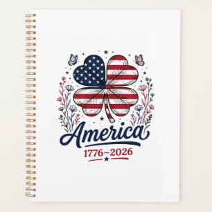 Vintage Amerika 1776 2026 Patriotisches Kleeblatt- Planer