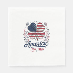 Vintage Amerika 1776 2026 Patriotisches Kleeblatt- Serviette