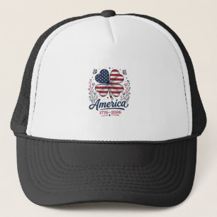 Vintage Amerika 1776 2026 Patriotisches Kleeblatt- Truckerkappe