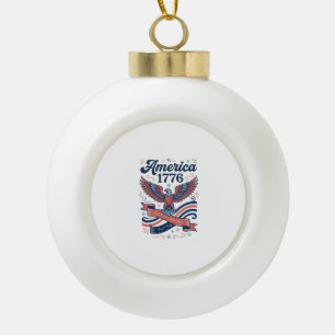 Vintage Amerika 1776 Adler Patriotisches Shirt Des Keramik Kugel-Ornament