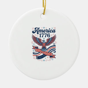 Vintage Amerika 1776 Adler Patriotisches T-Shirt D Keramik Ornament