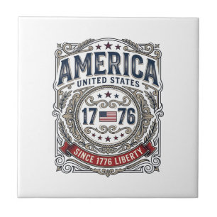 Vintage Amerika 1776 Patriotische Freiheit Fliese