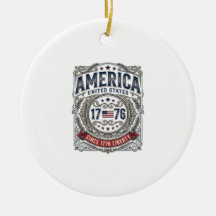 Vintage Amerika 1776 Patriotische Freiheit Keramik Ornament