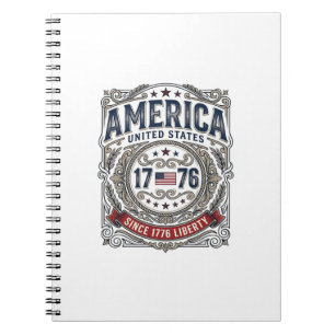 Vintage Amerika 1776 Patriotische Freiheit Notizblock
