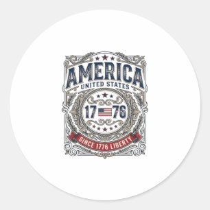 Vintage Amerika 1776 Patriotische Freiheit Runder Aufkleber