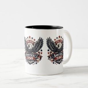 Vintage Amerika 250 Weißkopfseeadler 1776-2026 Pat Zweifarbige Tasse