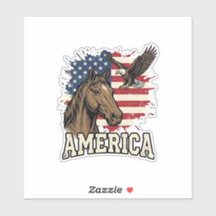 Vintage-Amerika-Pferd-Adler-patriotisches Vektor-D Aufkleber