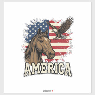 Vintage-Amerika-Pferd-Adler-patriotisches Vektor-D Aufkleber