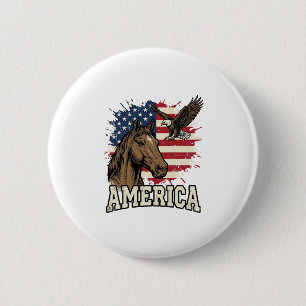 Vintage-Amerika-Pferd-Adler-patriotisches Vektor-D Button