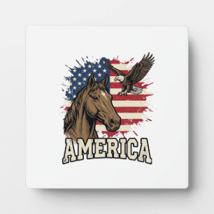 Vintage-Amerika-Pferd-Adler-patriotisches Vektor-D Fotoplatte