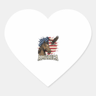 Vintage-Amerika-Pferd-Adler-patriotisches Vektor-D Herz-Aufkleber