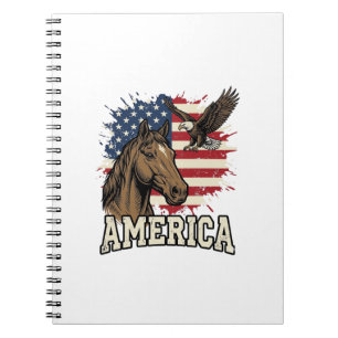 Vintage-Amerika-Pferd-Adler-patriotisches Vektor-D Notizblock