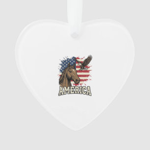 Vintage-Amerika-Pferd-Adler-patriotisches Vektor-D Ornament