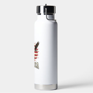 Vintage-Amerika-Pferd-Adler-patriotisches Vektorde Trinkflasche