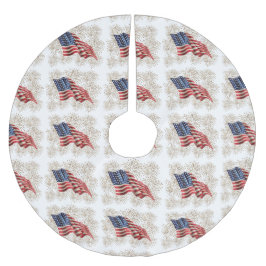 Vintage Amerikaner USA-Flaggen-und -4. Polyester Weihnachtsbaumdecke