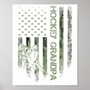 Vintage amerikanische Camo-Flagge stolzer Hockey-O Poster