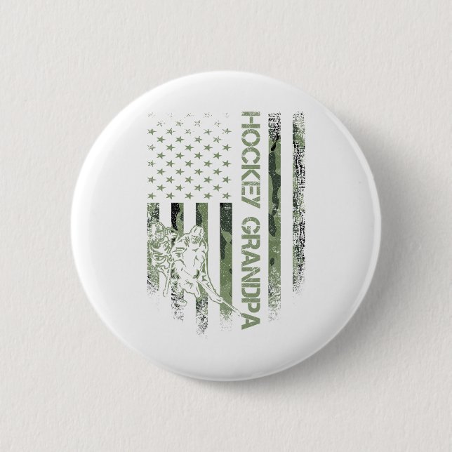 Vintage amerikanische Camouflage Flag Proud Hockey Button (Vorderseite)