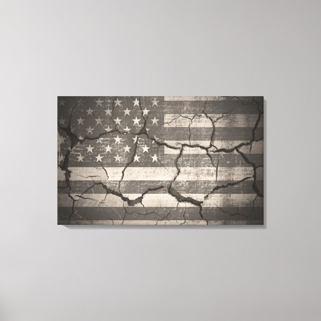 Vintage amerikanische Fahne gebrochen Wand Leinwanddruck (Vorderseite)