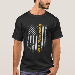Vintage amerikanische Fahne Proud Schwimmer Vater T-Shirt