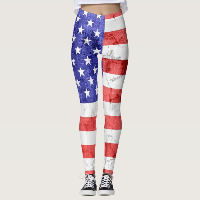 Vintage amerikanische Flagge #5 Leggings (Vorderseite)