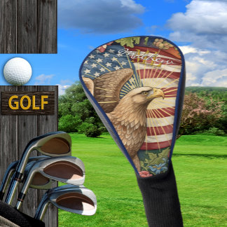 Vintage-amerikanische Flagge, Adler, USA patriotis Golf Headcover