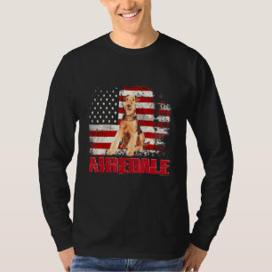 Vintage amerikanische Flagge Airedale Dog T-Shirt