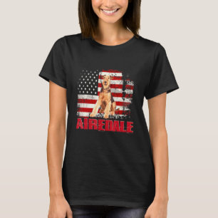 Vintage amerikanische Flagge Airedale Dog T-Shirt