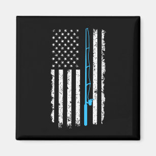 Vintage Amerikanische Flagge Angelrute Kurzarm  Magnet