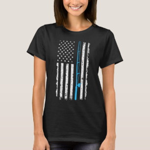 Vintage Amerikanische Flagge Angelrute Kurzarm T-Shirt