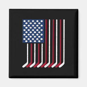 Vintage-amerikanische Flagge aus Hockey lustig 4. Magnet