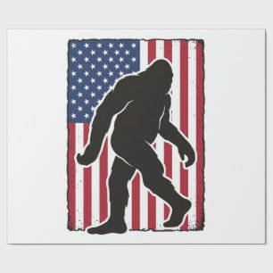 Vintage-amerikanische-Flagge-Bigfoot-Silhouette-Ve Geschenkpapier