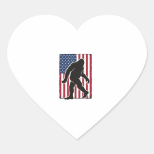 Vintage-amerikanische-Flagge Bigfoot-Silhouette Ve Herz-Aufkleber