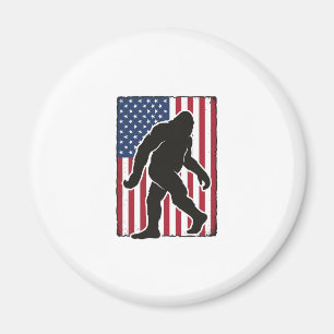 Vintage-amerikanische-Flagge Bigfoot-Silhouette Ve Magnet