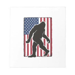 Vintage-amerikanische-Flagge-Bigfoot-Silhouette-Ve Notizblock