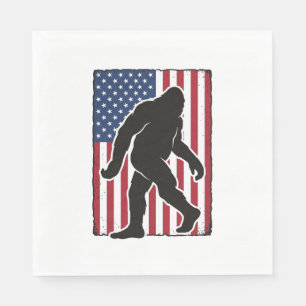 Vintage-amerikanische-Flagge Bigfoot-Silhouette Ve Serviette